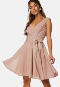 Goddiva Lurex Skater Dress Nude L (UK14)