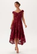 Goddiva Embroidered Lace Dress Wine S (UK8)