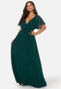 Goddiva Flutter Chiffon Dress Dark Green XS (UK8)