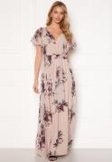 Goddiva Flutter Floral Maxi Dress Latte XS (UK8)