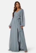 Goddiva Long Sleeve Chiffon Dress Air Force Blue XXS (UK6)