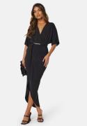 John Zack Kimono Sleeve Rouch Dress Black XXS (UK6)