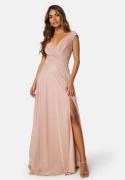 Goddiva Glitter Wrap Maxi Dress Nude L (UK14)