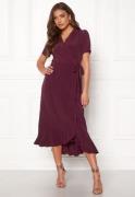 John Zack Short Sleeve Wrap Dress Wine XXS (UK6)