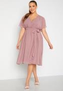 Goddiva Curve Flutter Sleeve Chiffon Midi Dress Purple 50 (UK22)