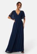 Bubbleroom Occasion Butterfly Sleeve Chiffon Gown Navy 46