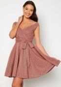 Goddiva Lurex Skater Dress Dark Rose XL (UK16)