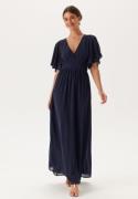 Bubbleroom Occasion Butterfly Sleeve Chiffon Gown Navy 36