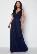 Goddiva Glitter Wrap Maxi Dress Navy S (UK10)