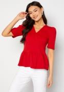 Happy Holly Madeleine peplum top Red 40/42