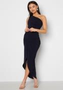 John Zack One Shoulder Rouch Dress Navy L (UK14)