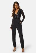 Goddiva Sequin Bodice Jumpsuit Black XL (UK16)