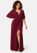 Goddiva Curve Flutter Sleeve Maxi Dress Pink 48 (UK20)