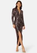 John Zack Sequin Rouch Maxi Dress Bronze B XXL (UK18)