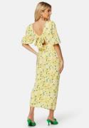 Bubbleroom Occasion Puff Sleeve Bow Midi Dress Yellow/Floral 34