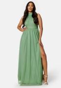 Goddiva Tie Neck Maxi Dress With Split Dusty Sage XS (UK8)