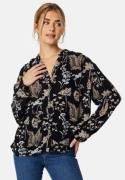 Pieces Jubilee LS Top Black AOP: Flower XS