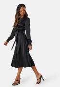 BUBBLEROOM Terilee Satin Wrap Dress Black 44