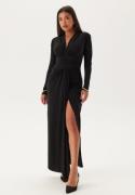 John Zack Deep V Wrap Front Maxi Dress Black XXS (UK6)