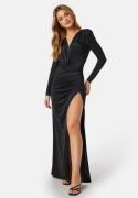 Bubbleroom Occasion Slit V-neck stretchy gown Black L