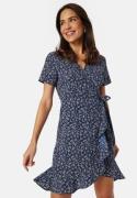 BUBBLEROOM Flounce Short Wrap Dress Dark blue/Patterned XL