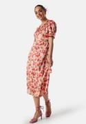 VILA Naria S/S Wrap Midi Dress Poppy Red AOP:Poppy 36