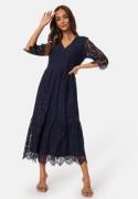 Happy Holly V-neck Lace Midi Dress Dark blue 32/34