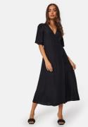 BUBBLEROOM Linen Blend Wrap Dress Black XL