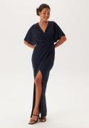 Bubbleroom Occasion Wrap Slit Maxi Dress Dark blue 36