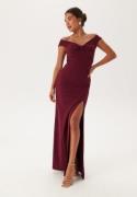 Bubbleroom Occasion Twist Off Shoulder Gown Wine-red 3XL