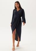 John Zack Balloon Sleeve Wrap Front Maxi Dress Navy XS (UK8)