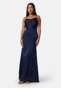 Bubbleroom Occasion Waterfall Satin Gown Dark blue 40