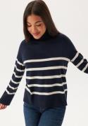 Pieces Pcsia Ls Rollneck Knit Sky Captain Stripes:white XS