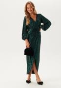 Bubbleroom Occasion Sequin Wrap Gown Green/Black S