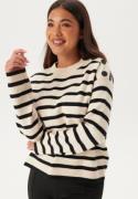 VERO MODA Vmsaba Ls O-neck Button Pullov Birch Stripes:Black S