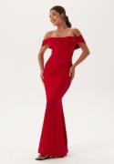 Goddiva Off Shoulder Maxi Dress Red L (UK14)