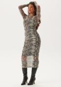 BUBBLEROOM Mesh Midi Dress Snake print L