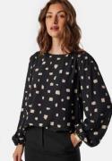 VILA Vilana L/S O-NECK DETAIL TOP O Black Beauty Aop:katy 40