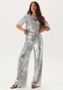 BUBBLEROOM Sequin Short Sleeve Top Silver S