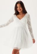 Bubbleroom Occasion 3D Flower L/S Lace Dress White 42