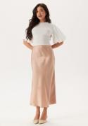 BUBBLEROOM Satin Midi Skirt Light beige M