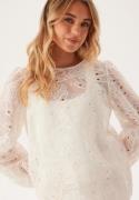 BUBBLEROOM Puff Sleeve Embroidered Blouse White M