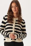 VILA Vidrea L/S O-NECK KNIT CARDIGA Birch Stripes:black Beauty XS