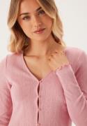 BUBBLEROOM Pointelle Cardigan Top Light pink L