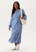 Happy Holly Viscose Long Sleeve Dress Blue/Beige 48/50