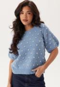 VILA Vidottie 2/4 SLEEVE KNIT TOP S Blissful Blue Detail:birch Dot L