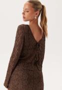 BUBBLEROOM Reversible Lace Cardigan Brown XL