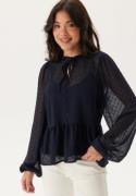 Happy Holly Peplum Dobby Dot Blouse Dark blue 40/42