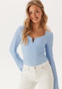 BUBBLEROOM Structured V-Neck Top Light blue L