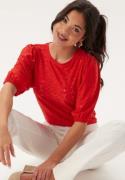 Happy Holly Broderie Anglaise Top Red 40/42